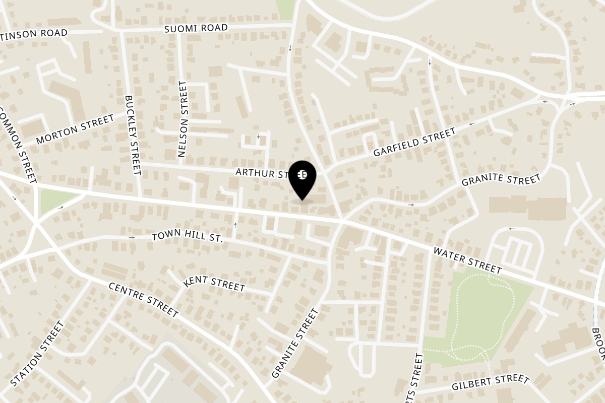 Map showing the location of Pizza Town on 15 Copeland St in Quincy